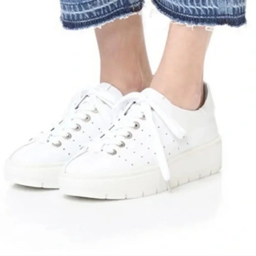 NIB Rag & Bone Linden Cemento Perforated Sued Platform Sneakers in Gray Size 9.5